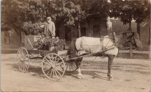 Lucknow Ontario 'Old Jack' Man Horse Wagon c1907 Real Photo Postcard F90