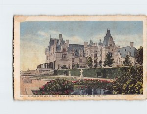 Postcard Biltmore House Showing Lily Pools, Asheville, North Carolina