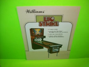 BIG STRIKE Shuffle Alley Arcade Game FLYER Original Promo Coin-Op Artwork 1983