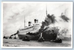 N. Holland Netherlands Postcard Rotterdam SS Nieuw Amsterdam c1920's RPPC Photo