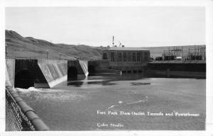 Fort Peck Montana Dam Outlet Real Photo Antique Postcard K49249