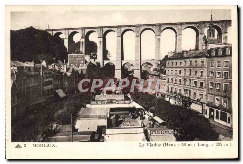 Old Postcard Morlaix Viaduct Stand Buffalo Crempe Eclipse