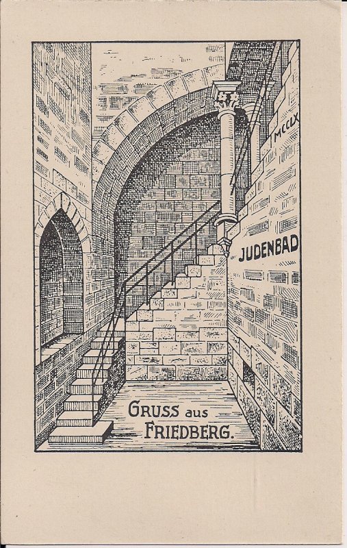 JUDAICA Gruss aus Friedberg Germany, Jewish Ritual Bath, Mikveh, 1920's