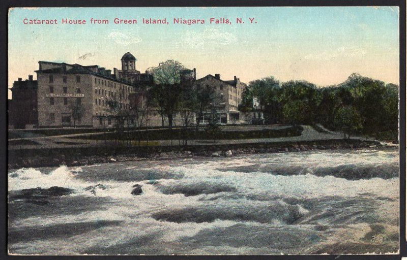 New York NIAGARA FALLS Cataract House from Green Island - pm 1913 - Divided Back