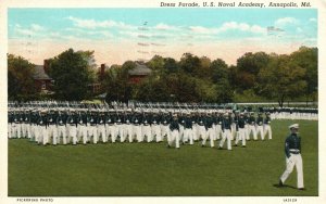 Vintage Postcard 1939 Dress Parade, U. S. Naval Academy Annapolis Maryland Md.