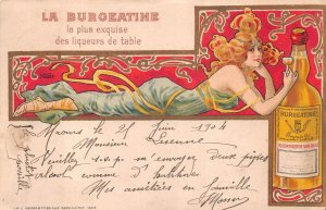 LA BURGEATINE MEDICAL ALCOHOL ART NOUVEAU NOVER FRANCE ADVERTISING POSTCARD 1904