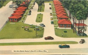 Mississippi Biloxi Bel Aire Motel Birdseye autos 1940s MWM Postcard 22-10320