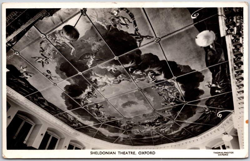 Sheldonian Theatre Oxford England Ceiling Design Real Photo RPPC Postcard