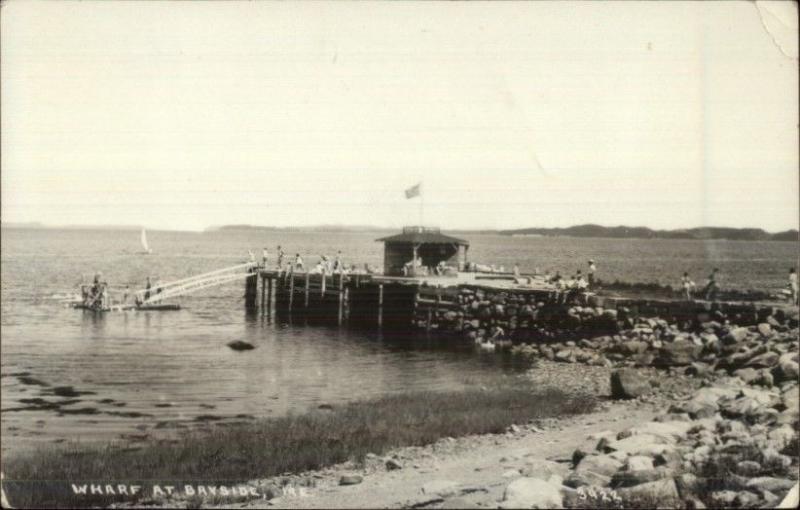 Bayside ME Boat Wharf Real Photo Postcard