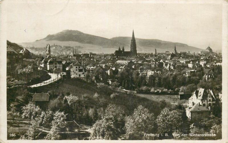 Germany Freiburg panorama 1940s postcard