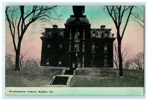 1912 Entrance of Washington School, Moline, Illinois IL Antique Postcard 