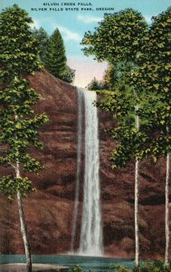 Vintage Postcard 1930's Silver Creek Falls Silver Falls State Park OR Oregon
