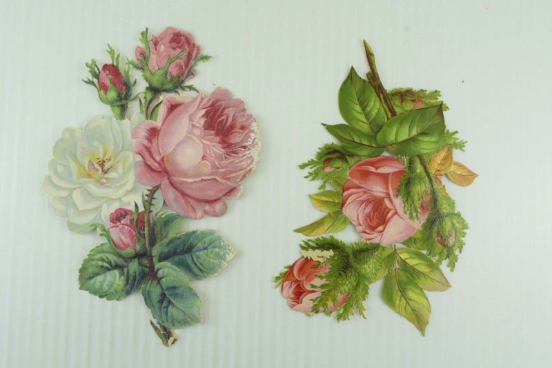 1880's Lovely Large Die Cut Flowers Lily Roses Victorian Mixed Lot of 18 PD293