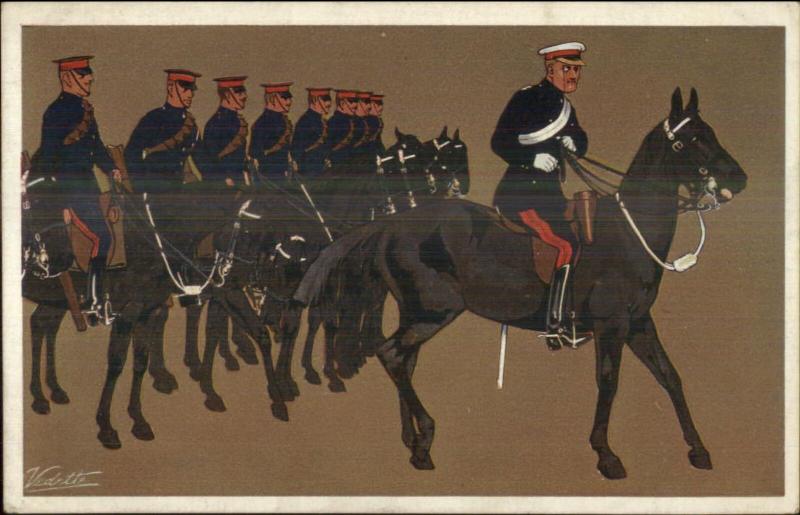 British Army Series ON PARADE GP&SL #74 Vedette Art Deco - Horse Officers PC