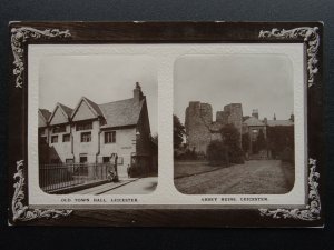 Leicester OLD TOWN HALL & ABBEY RUINS - Old RP Postcard by T.E.S.L. Series