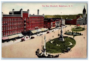 c1910's New Woodruff Building Classic Cars Carriage Watertown New York Postcard
