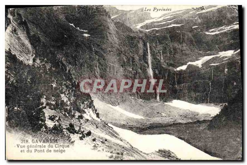 Old Postcard Gavarnie Circus and General view of the snow bridge