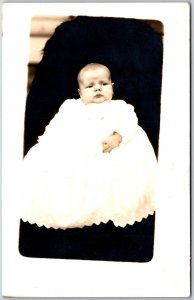 Baby Chubby Cheeks White Dress Christening Photograph Postcard