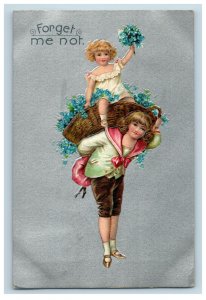 c.1910 Forget Me Not Valentine German Made Vintage Postcard F51