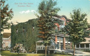 Postcard Massachusetts Brockton East Side Fire Station Holmes #354 23-9670