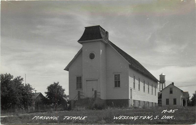 RPPC Postcard; Masonic Temple, Wessington SD Beadle & Hand Counties M-85 LL Cook