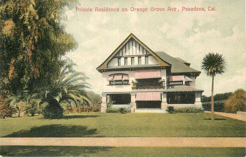 1908 Orange Grove Avenue Residence Pasadena California PCK Series postcard 10795