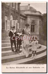 Old Postcard Queen Elizabeth and her children Belgium