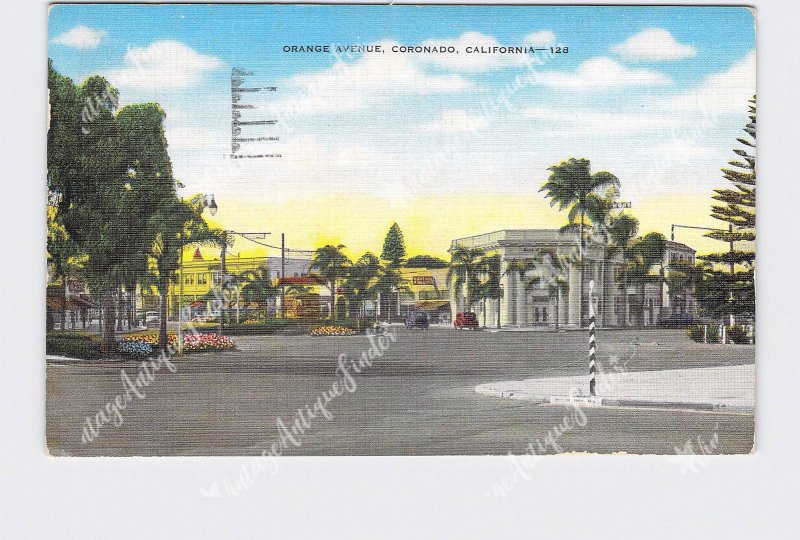 PPC POSTCARD CALIFORNIA CORONADO ORANGE AVE BUSINESS STREET VIEW 