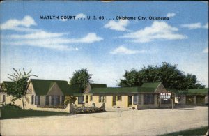 Oklahoma City OK Matlyn Court Route 66 Motel Vintage Postcard