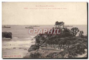 Old Postcard Biarritz Pyrenees Bass Rock and Basta Ships in the Bay