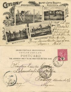 ceylon, Ragama POW Camp BOER WAR 1902 Sent by Prisoner 2802 Thomas Lauber Censor