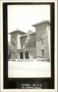 La Junta CO Otero Co Court House Real Photo Postcard