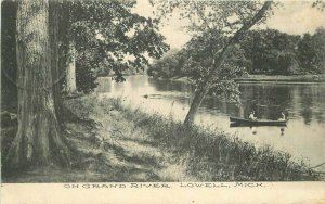 Lowell Michigan On Grand River Canoe Postcard 21-13773