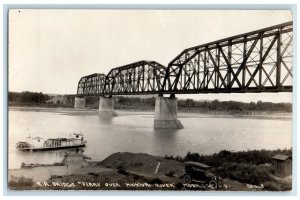 RR Railroad Bridge Ferry Over Missouri River Mobridge SD RPPC Photo Postcard
