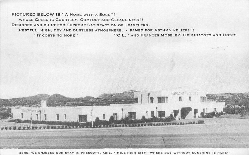 Apache Lodge roadside Prescott Arizona US 89 Postcard Cullom Ghertner 9002