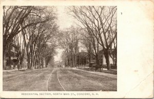 Postcard NH Concord Residential Section North Main Street View Buggy ~1905 S90