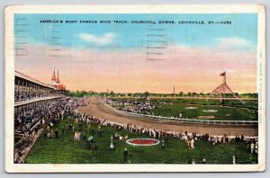 Vintage Postcard 1936 America's Racetrack Church Hill Downs Louisville Kentucky