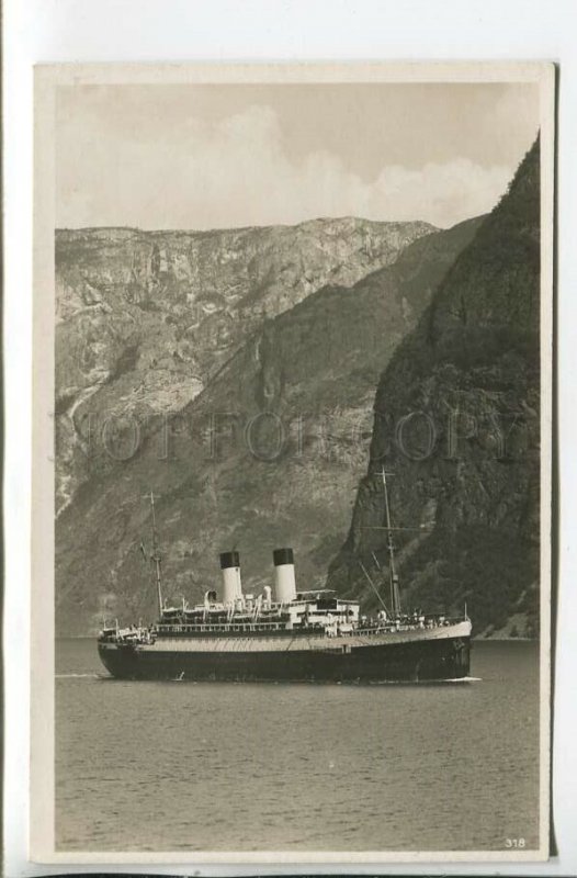 461275 Norway Ocean liner passing fjord Vintage photo postcard