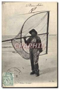 Old Postcard Fishing Fisherman Normand