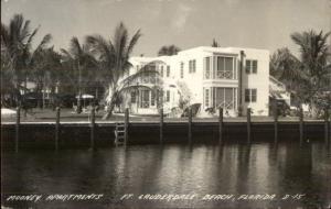 Ft. Fort Lauderdale Beach FL Mooney Apartments Real Photo Postcard