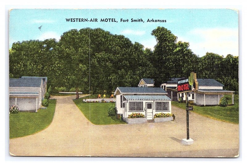 Western-Air Motel Fort Smith Arkansas Postcard Sign