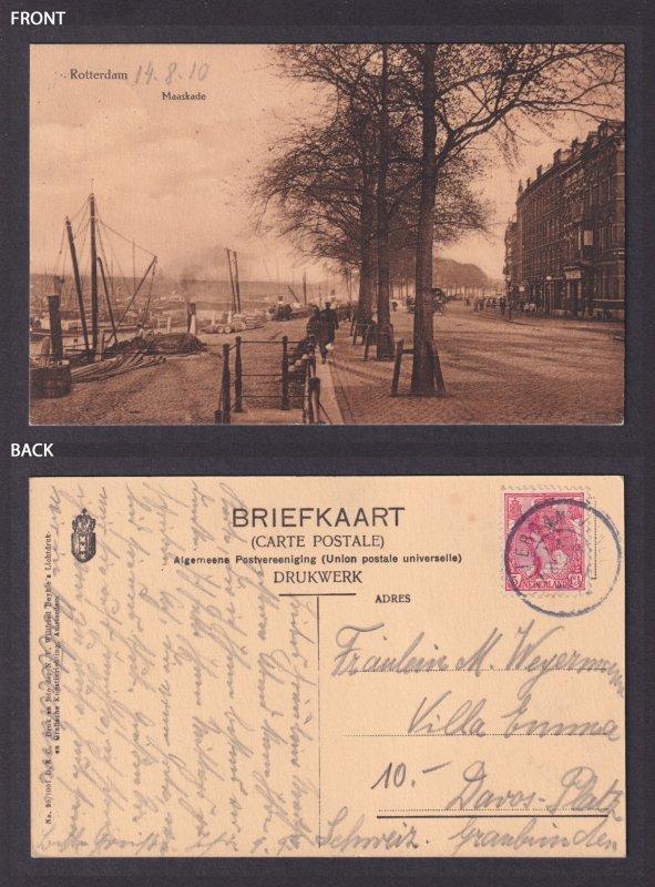 Vintage Postcard Netherlands Rotterdam Maaskade