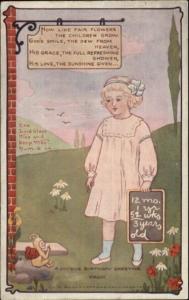 Fantasy - Little Girl & Fairy & Poem c1920 Postcard