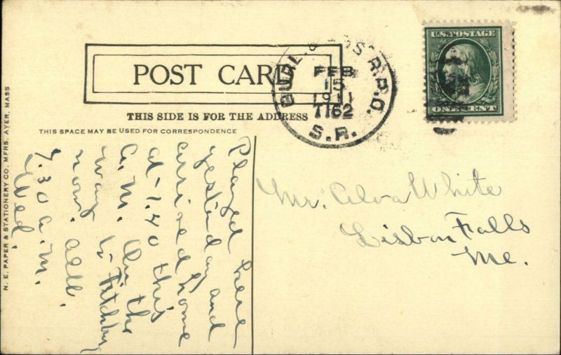 Woonsocket RI Market Square From Arnold St. RPO Cancel c1910 Postcard