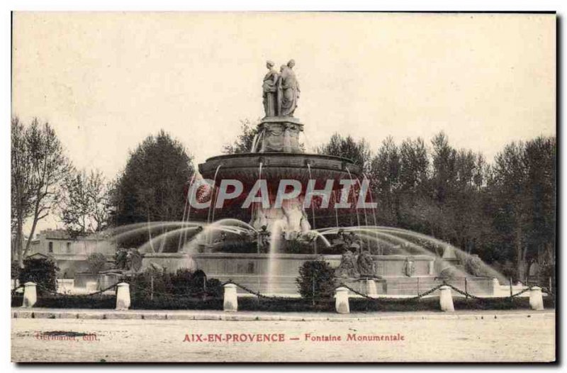 Old Postcard Aix en Provence Monumental Fountain