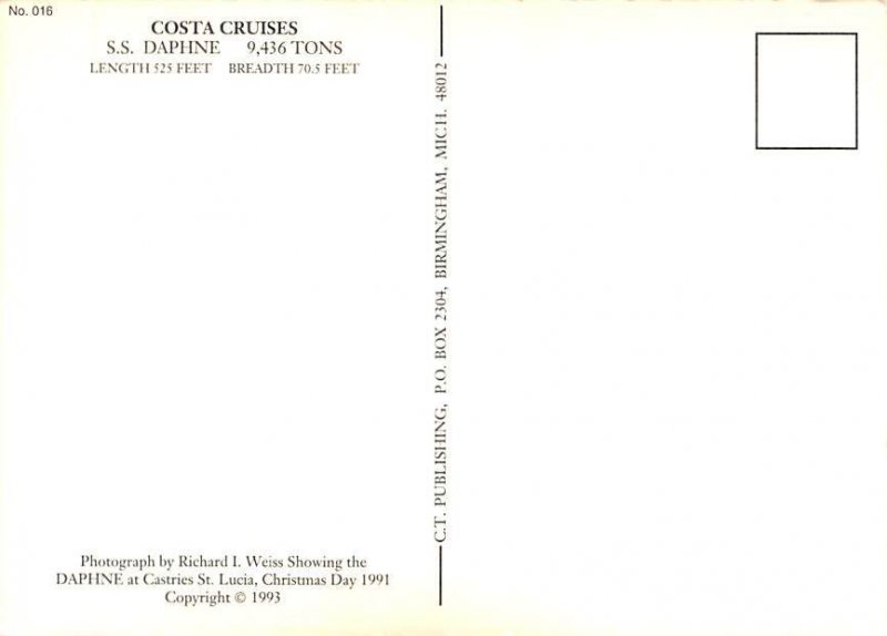 SS Daphne Costa Line Ship Unused 