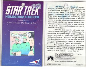 Star Trek, Bridge Crew, Hologram Sticker, 1991, To Boldly Go Where No Man