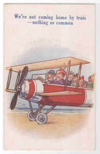 We Are Coming Home By Bi Plane Not By Train Holiday 1910s postcard