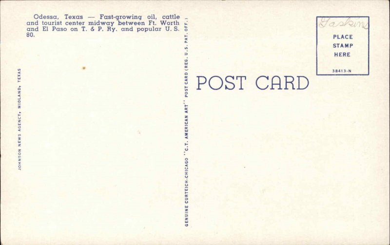 Odessa Texas TX Church Library 1940s Postcard