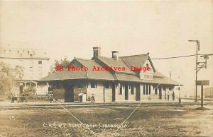 Depot, Iowa, West Liberty, RPPC, Chicago Rock Island Railroad Station, 1909 PM